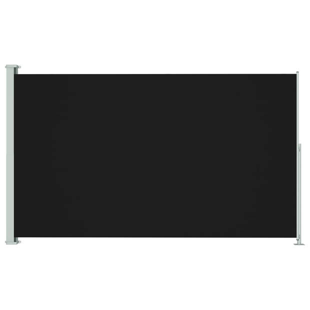 The Living Store Zijscherm Uittrekbaar - 180 x (0-300) cm - UV- en scheurbestendig - Zwart