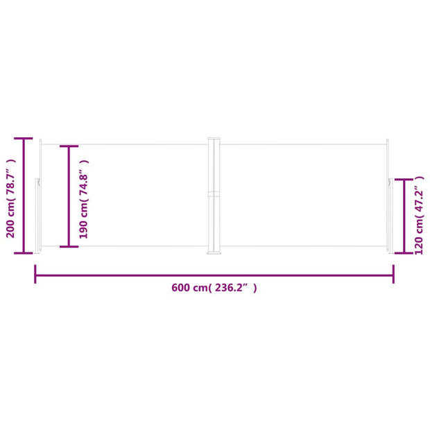 vidaXL Windscherm uittrekbaar 200x600 cm antracietkleurig