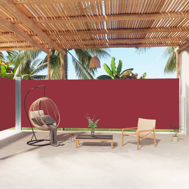 The Living Store Zijluifel - Grote - verstelbare tuinscherm - 200 x (0 - 1.000) cm - Rood - UV-bestendig