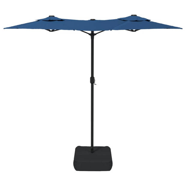 The Living Store Parasol Dubbelzijdig - 316x145x240 cm - Led-verlichting - Azuurblauw/Donkergrijs