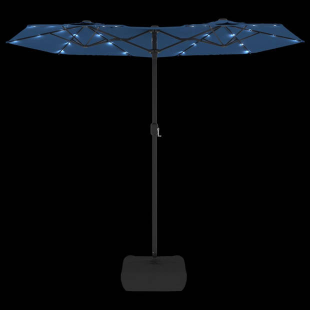 vidaXL Parasol dubbel met LED's 316x240 cm azuurblauw