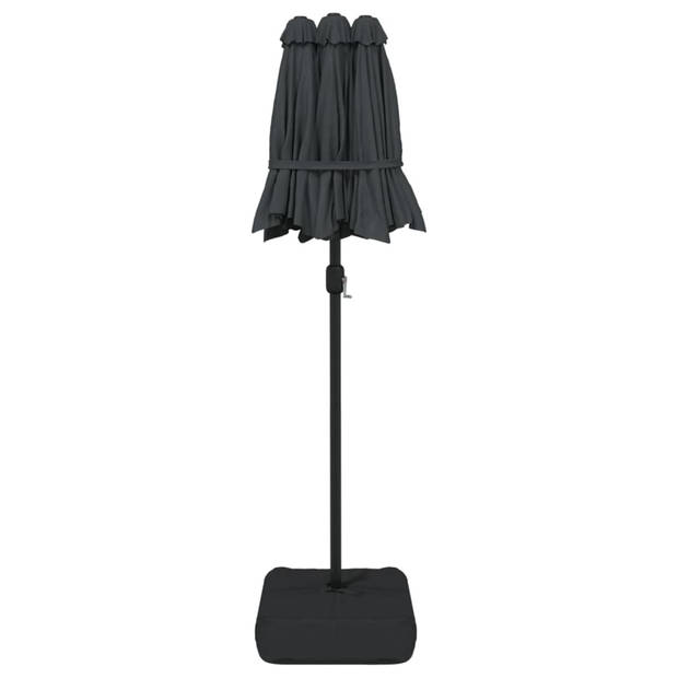 The Living Store Parasol Duet met LED-verlichting - 316 x 145 x 240 cm - Antraciet/donkergrijs