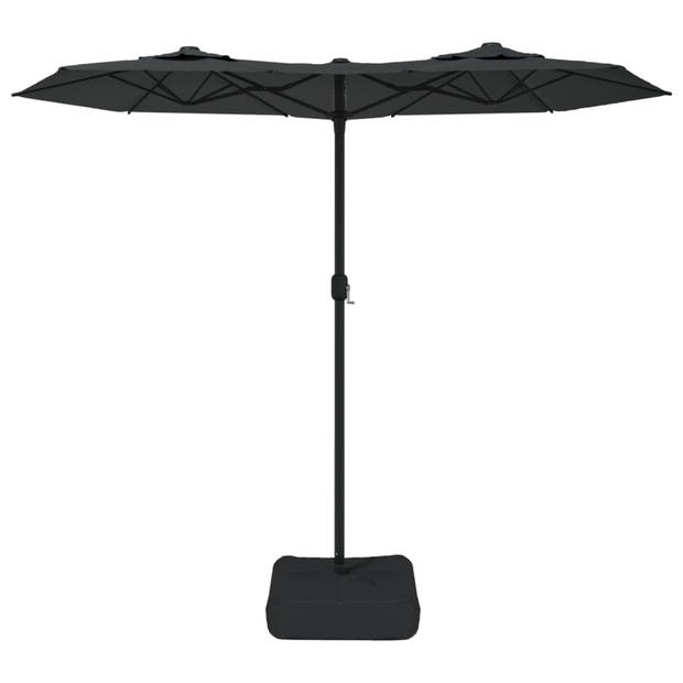 The Living Store Parasol Duet met LED-verlichting - 316 x 145 x 240 cm - Antraciet/donkergrijs