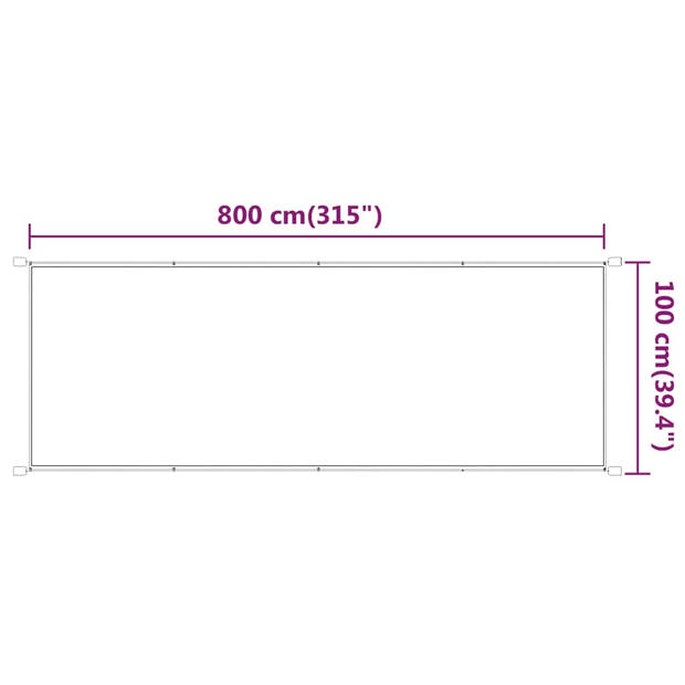 vidaXL Luifel verticaal 100x800 cm oxford stof wit