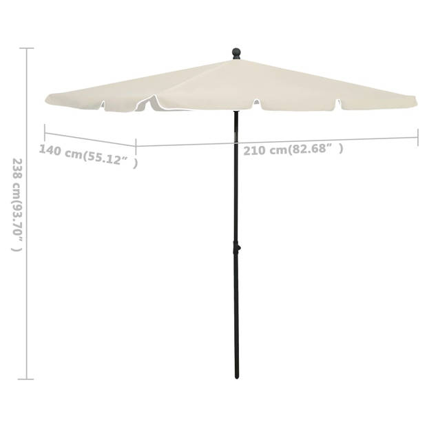 The Living Store Parasol - tuinparasol 210x140x238 cm - zandkleurig - Polyester/staal