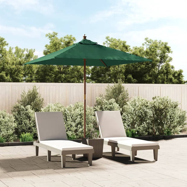 vidaXL Parasol met houten paal 198x198x231 cm groen