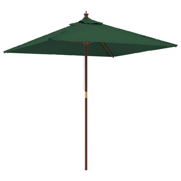 The Living Store Parasol Rondo - 198 x 198 x 231 cm - Groen - Massief hardhouten frame - UV-beschermend polyester