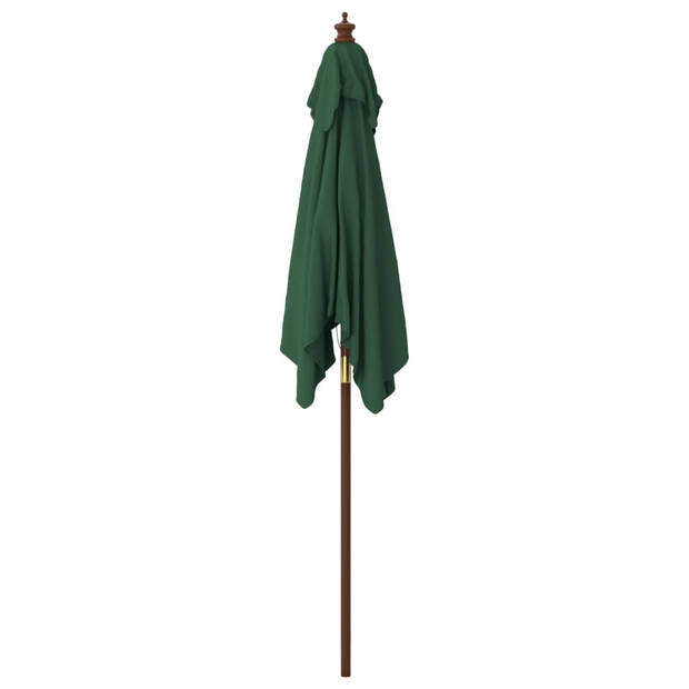 The Living Store Parasol Rondo - 198 x 198 x 231 cm - Groen - Massief hardhouten frame - UV-beschermend polyester