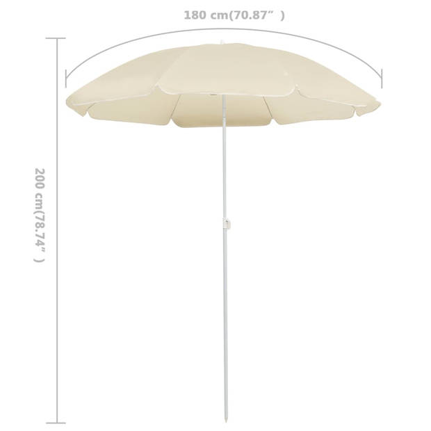 The Living Store Parasol Zandkleurig Polyester/Staal - 200cm Hoogte - 180cm Booglengte - Weer- en UV-bestendig