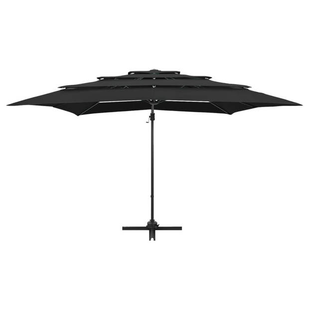 The Living Store Parasol 4-laags 250x250x246 cm - Zwarte polyester en aluminium