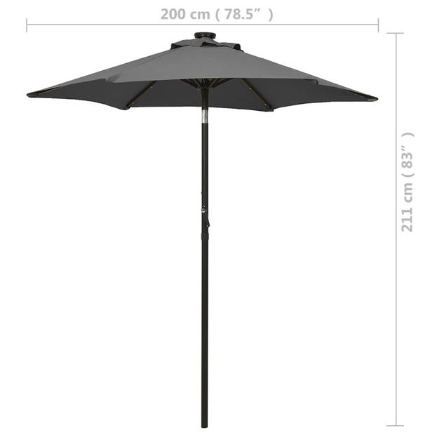 The Living Store Parasol - name - Tuin en Terras - 200 x 211 cm - UV-bescherming - Inklapbaar