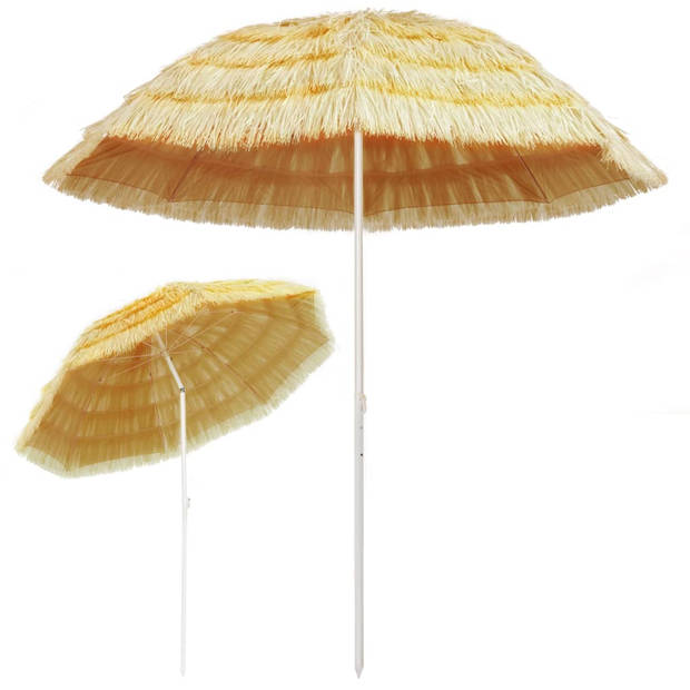 The Living Store Hawaï Stijl Parasol - 240 cm - Naturel - PP Strook - Polyester Doek