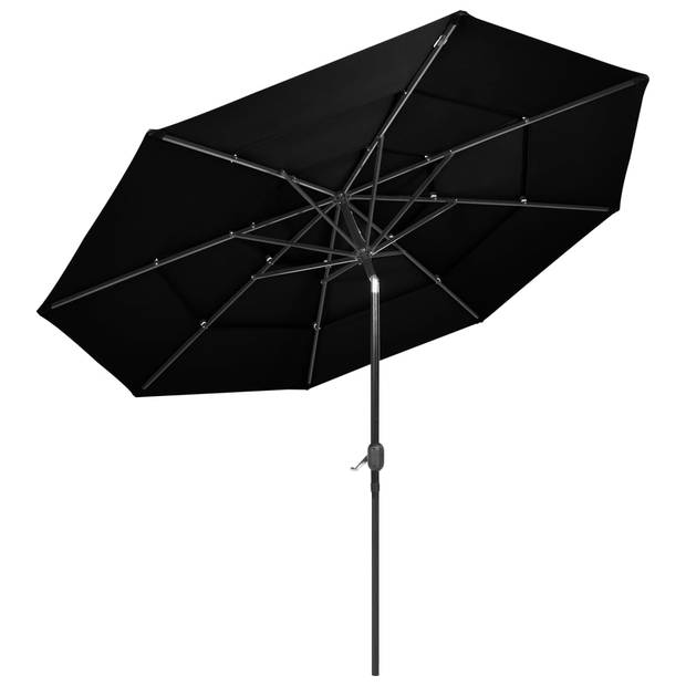 The Living Store Parasol 300x243 cm - UV-beschermend polyester - Gepoedercoat aluminium - 3-laags