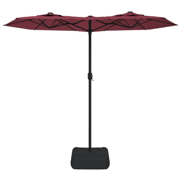 The Living Store Parasol Dubbelzijdig - Bordeauxrood/Donkergrijs - 316x145x240cm