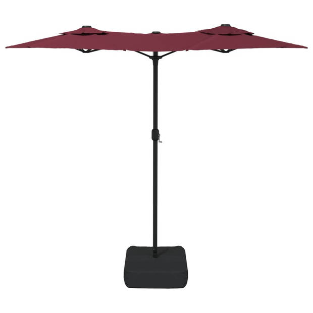 vidaXL Parasol dubbel met LED's 316x240 cm bordeauxrood