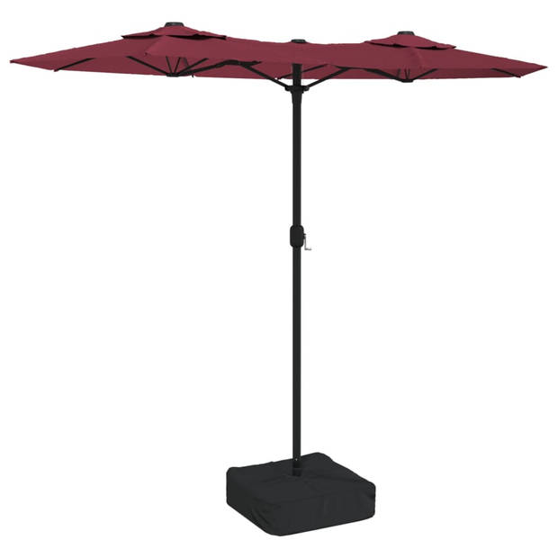 The Living Store Parasol Dubbelzijdig - Bordeauxrood/Donkergrijs - 316x145x240cm