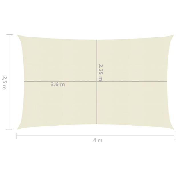 vidaXL Zonnezeil 160 g/m² 2,5x4 m HDPE crèmekleurig