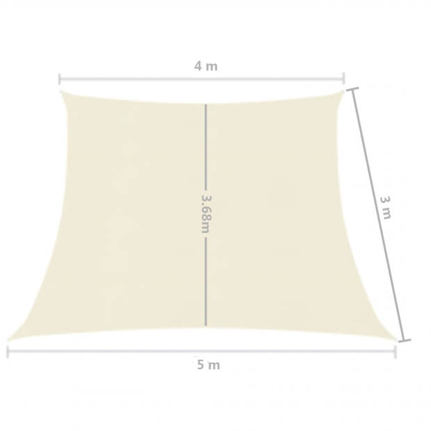 vidaXL Zonnezeil 160 g/m² 4/5x3 m HDPE crèmekleurig