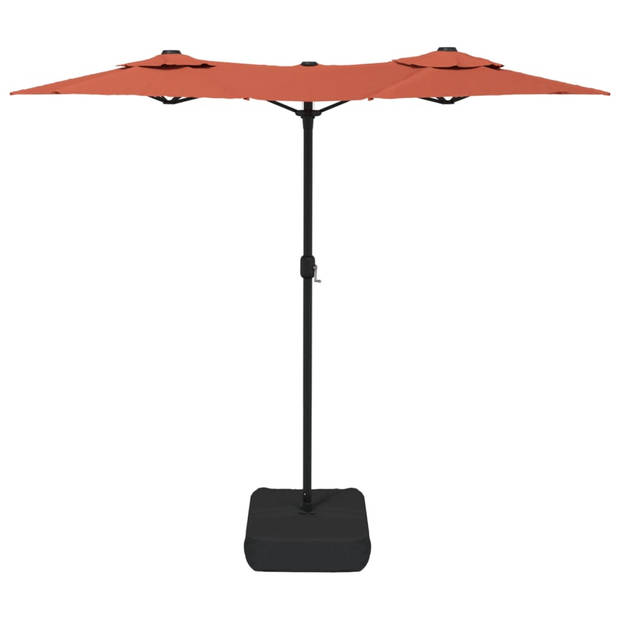 The Living Store Dubbele Parasol Terracotta/Donkergrijs - 316x145x240 cm - LED-verlichting