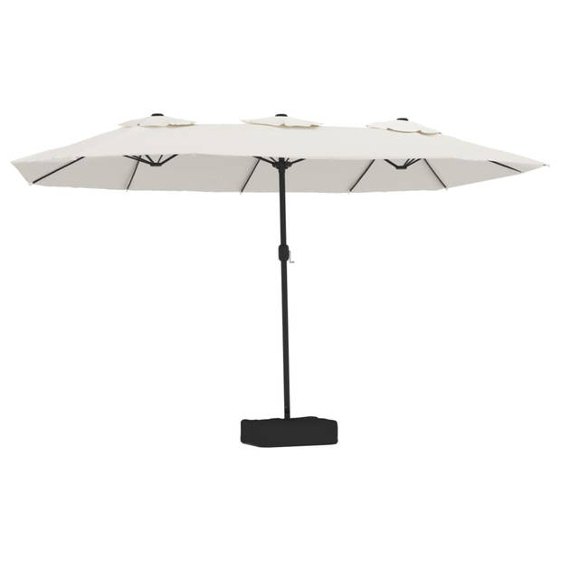 The Living Store Parasol - Dubbel - Polyester - Zandwit/Donkergrijs - 449 x 265 x 245 cm