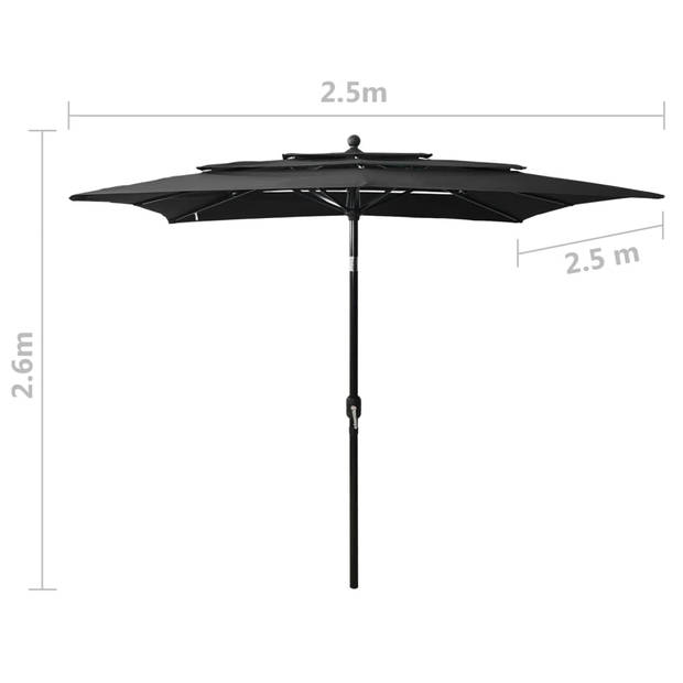 The Living Store Parasol 3-laags - Tuin - 250 x 250 x 260 cm - Polyester/Aluminium