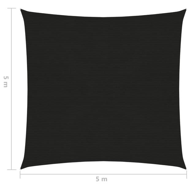 vidaXL Zonnezeil 160 g/m² 5x5 m HDPE zwart