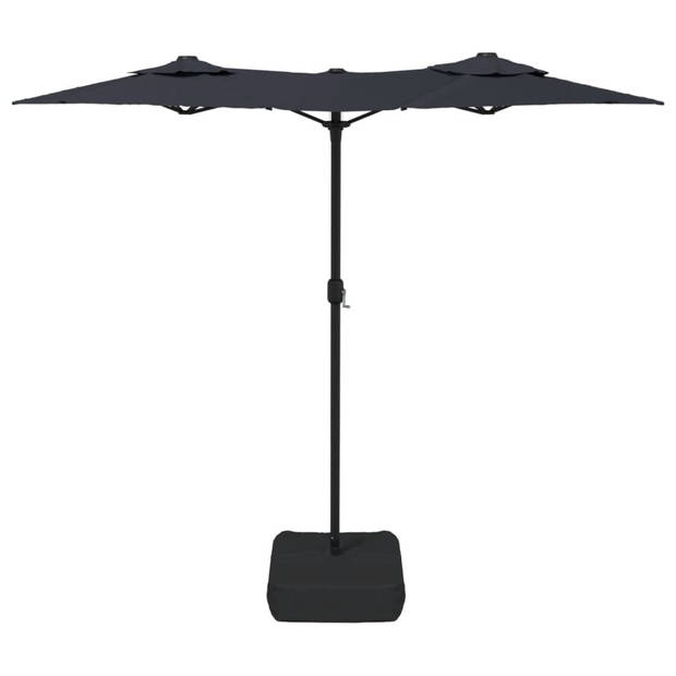 The Living Store Parasol Dubbel - Zwart en Donkergrijs - 316 x 145 x 240 cm - UV-beschermend polyester