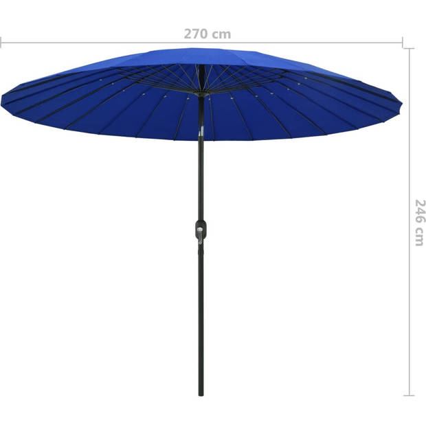 The Living Store Tuinparasol - Azuurblauw - 270x246 cm - UV-beschermend polyester - Aluminium paal - 38 mm diameter