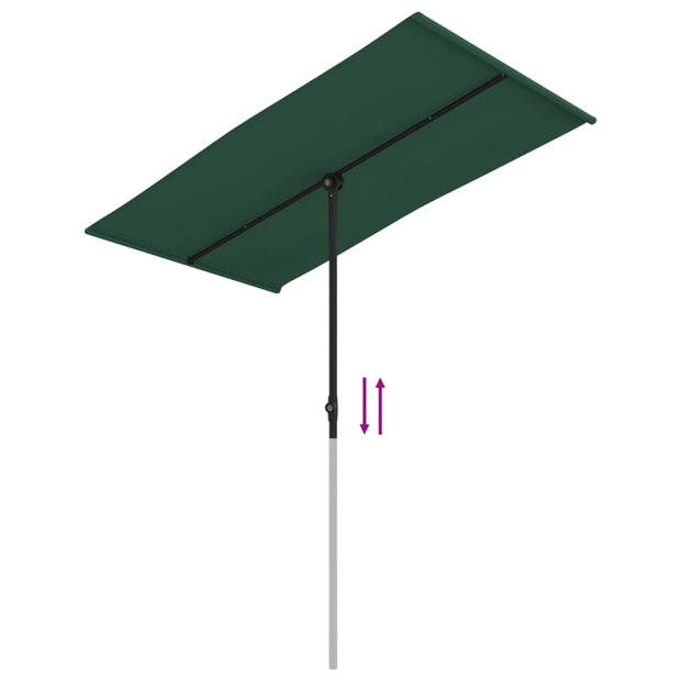 The Living Store Tuinparasol - Groen - 180 x 110 x 208 cm - UV-beschermend polyester - Stabiele stalen paal