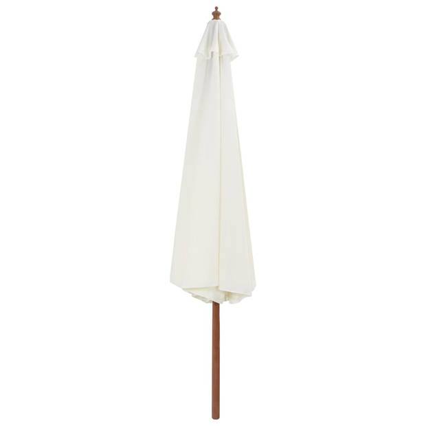 The Living Store Parasol Houten Frame - Polyester - Zandwit - 350 x 256 cm