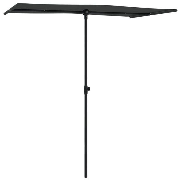 The Living Store Parasol 180 x 110 x 208 cm - UV-beschermend polyester - Stalen paal - Draaibaar - Zwart