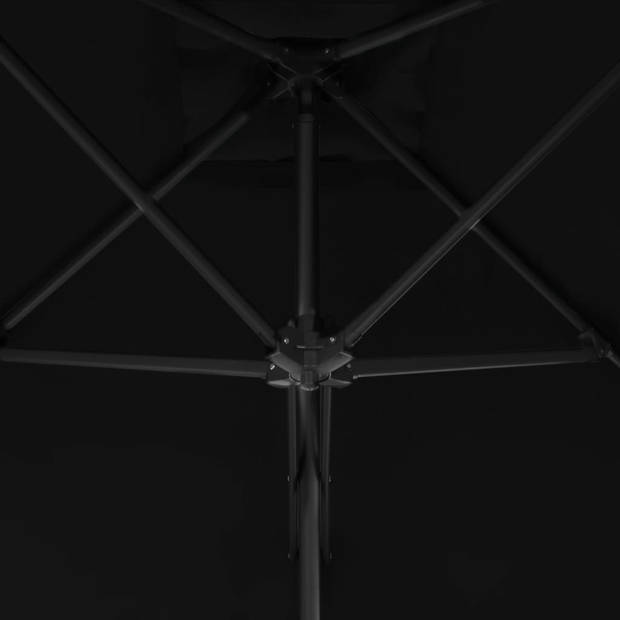 The Living Store Parasol 250x250x230 cm - UV-beschermend polyester - 360 graden draaibaar - Zwart