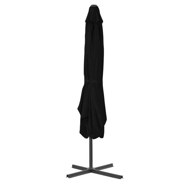 The Living Store Parasol 250x250x230 cm - UV-beschermend polyester - 360 graden draaibaar - Zwart