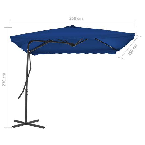 The Living Store Elegantie Parasol - Blauw - 250x250x230 cm - UV-beschermend polyester