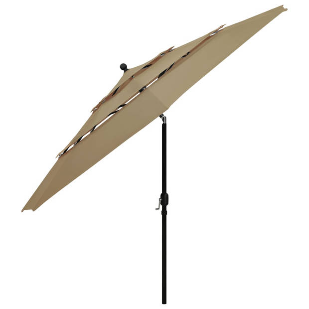 The Living Store Parasol Tuin - 350 x 260 cm - Uv-beschermend polyester - Aluminium paal - Taupe