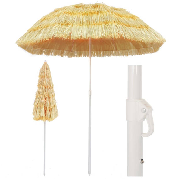 The Living Store Parasol Hawaï - 160 cm - Naturel - Weer- en uv-bestendig