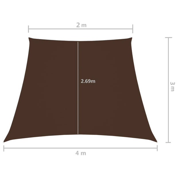 vidaXL Zonnezeil trapezium 2/4x3 m oxford stof bruin