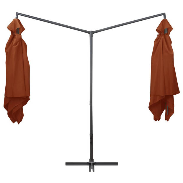 The Living Store Dubbele Parasol - Terracotta - 485 x 250 x 260 cm - UV-beschermend - Eenvoudig te monteren