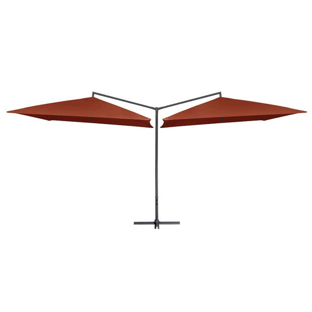 The Living Store Dubbele Parasol - Terracotta - 485 x 250 x 260 cm - UV-beschermend - Eenvoudig te monteren