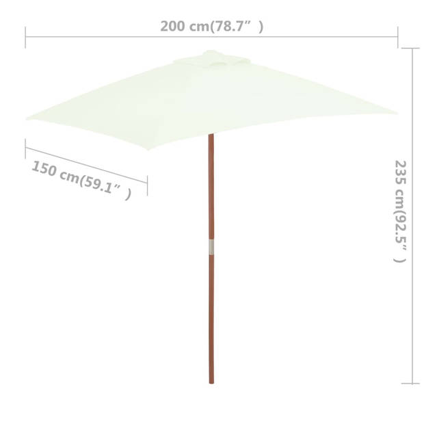 The Living Store Parasol The Living Store Tuinparasol 150x200x235 cm Zandkleurig - 38 mm paal