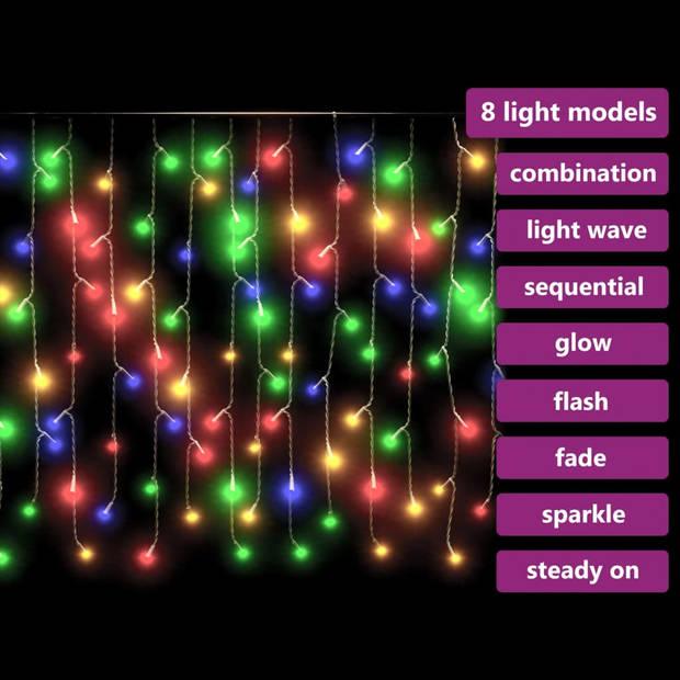 The Living Store Kerstverlichting - Lichtgordijn - 1000 x (40-72) cm - Meerkleurig - 400 LEDs