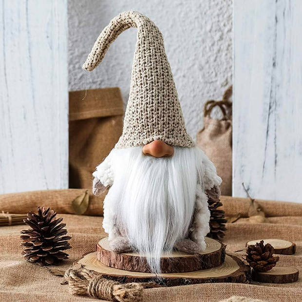 FLOOQ Gnoom Beige - Kerstbeelden & Figuren - Kerst Kabouter - Kerstdecoratie voor binnen - Kerstboomversiering - 1 Gnome