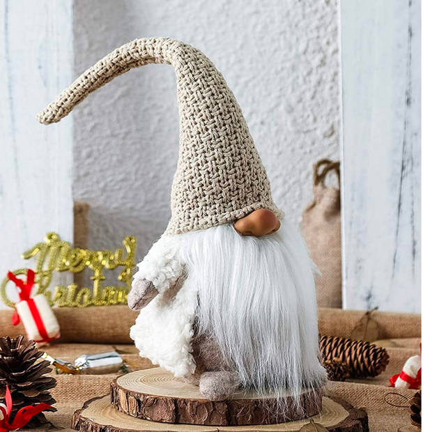 FLOOQ Gnoom Beige - Kerstbeelden & Figuren - Kerst Kabouter - Kerstdecoratie voor binnen - Kerstboomversiering - 1 Gnome