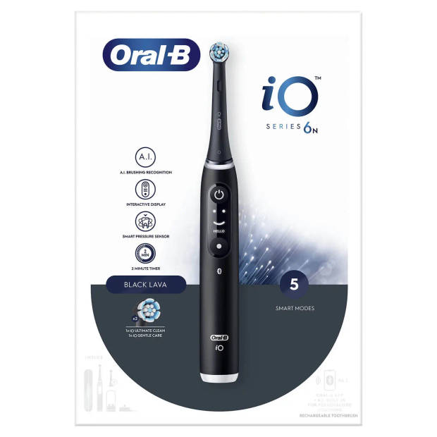 Oral B iO 6N - SMILE Black Lava Elektrische Tandenborstel Ontworpen Door Braun