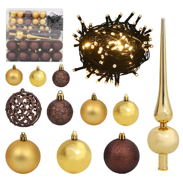 The Living Store Kerstballenset - Glanzend goud - matgoud en brons - Kunststof - 40x3 cm - 40x4 cm - 40x6 cm