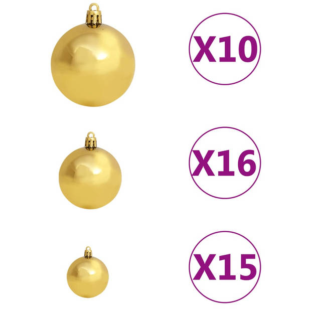 vidaXL Kunstkerstboom met verlichting en kerstballen L 240 cm wit