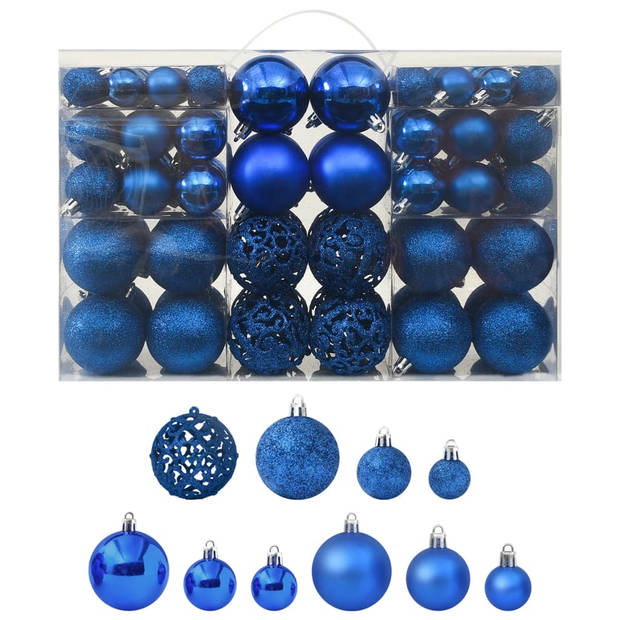 The Living Store Kerstballenset - Blauw - Kunststof - 32x3cm - 36x4cm - 32x6cm