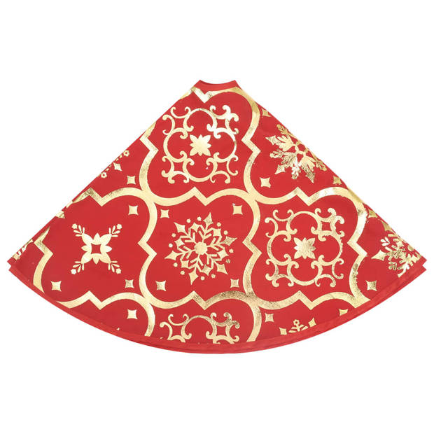 The Living Store Kerstboomrok - Rood - 90 cm - Met sneeuwpatroon - Inclusief kerstsok