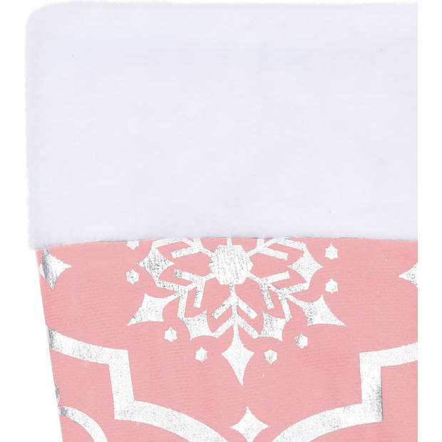 The Living Store Kerstboomrok - roze - stof - 122 cm - inklapbaar - sneeuwpatroon - met kerstsok