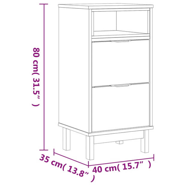 vidaXL Nachtkastje FLAM 40x35x80 cm massief grenenhout